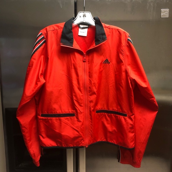 adidas Jackets & Blazers - ‼️OFFER $25‼️ RED ADIDAS WINDBREAKER (LARGE)